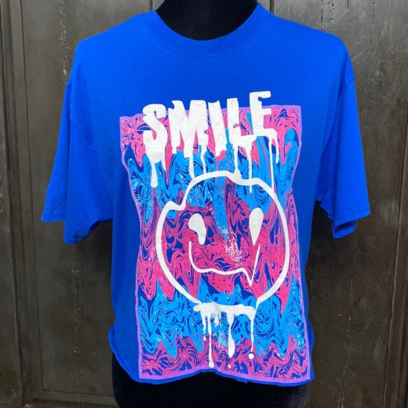 Hope Means Nothing - cut off Blue Radical Smiley T-Shirt - size Medium - Picture 1 of 7